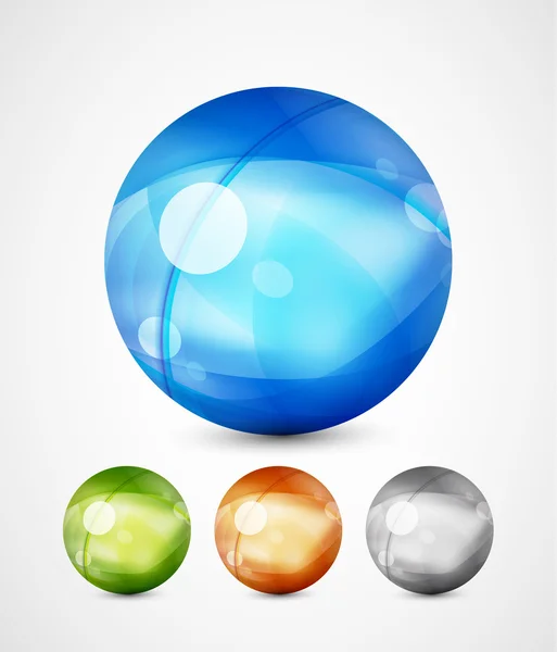 Ícones de esfera de vidro — Vetor de Stock