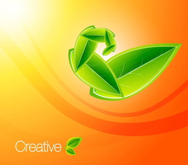 Vector nature leaf concept on orange background. Eps10 illustrat — Stock Vector