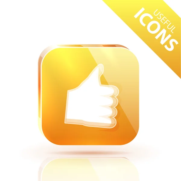 Botón metálico amarillo brillante naranja — Vector de stock