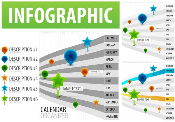 Kalender-Infografik — Stockvektor