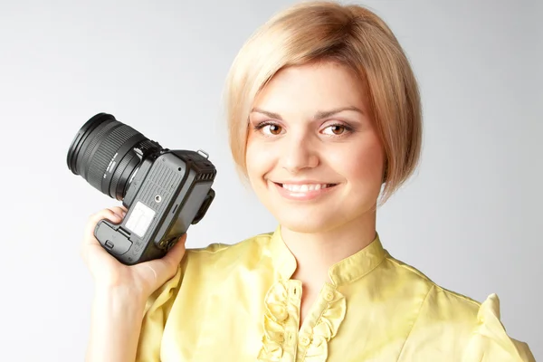 Girl-photographer — Zdjęcie stockowe