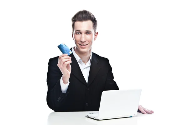 Vásárlás az interneten keresztül hitelkártyával — Stock Fotó