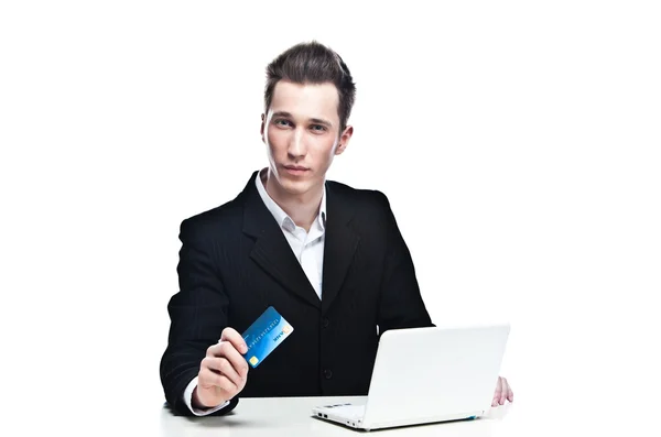 Vásárlás az interneten keresztül hitelkártyával Stock Kép