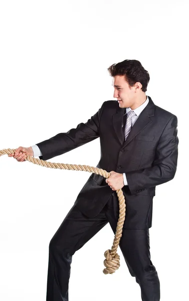 Egy ember, egy kötéllel — Stock Fotó
