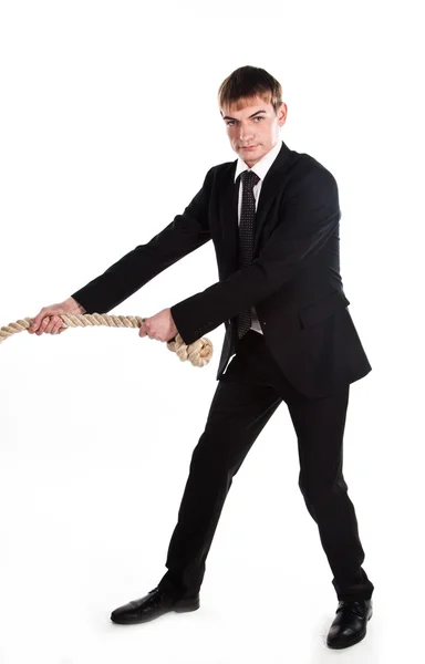 Een man met een touw — Stockfoto