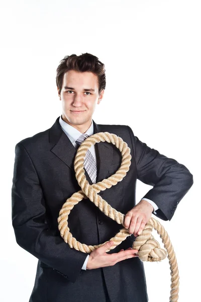 En man med ett rep — Stockfoto