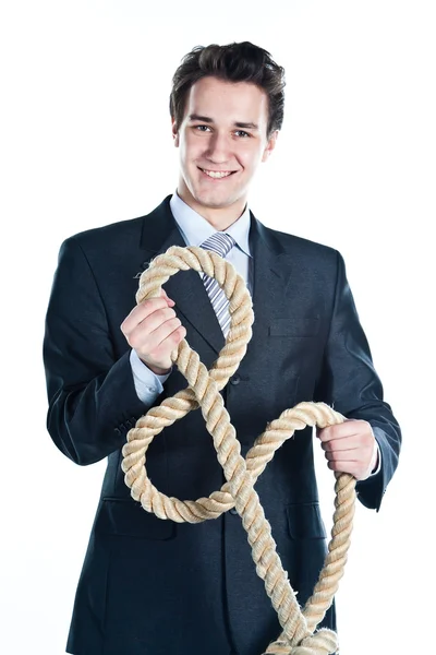 En man med ett rep — Stockfoto