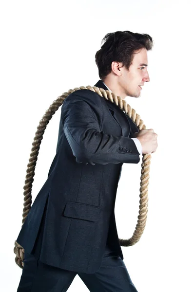 Um homem com uma corda — Fotografia de Stock