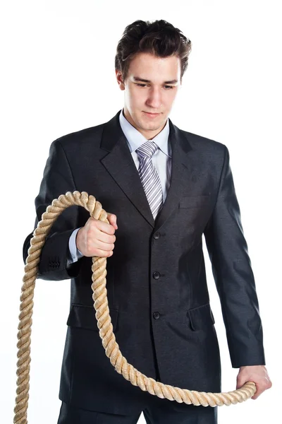 Чоловік з мотузкою — стокове фото