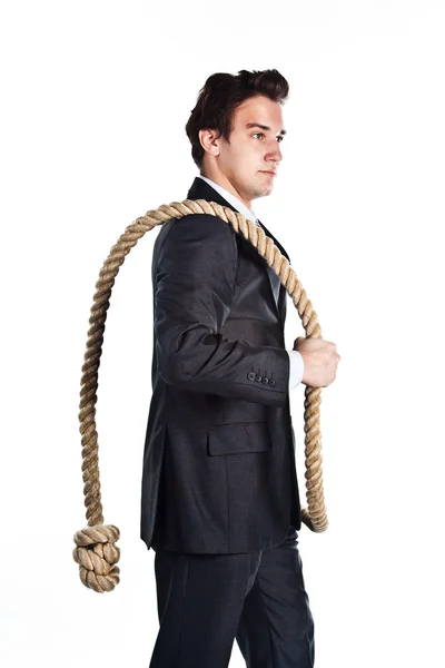 Чоловік з мотузкою — стокове фото