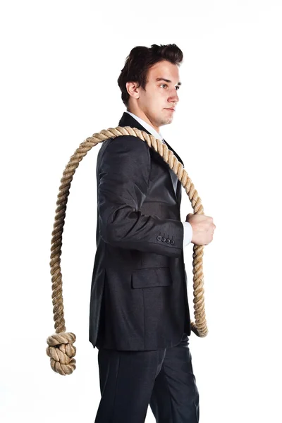 stock image A man with a rope