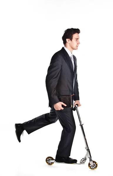 Businessman on scooter — Stock Photo, Image