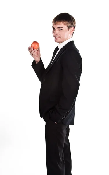 Uomo d'affari con una mela rossa — Foto Stock