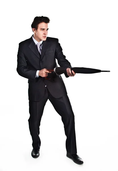 Uomo d'affari con un ombrello — Foto Stock