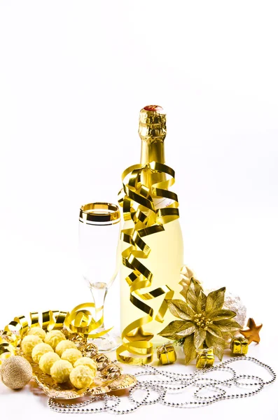 stock image Champagne, glass and New Year's Eve