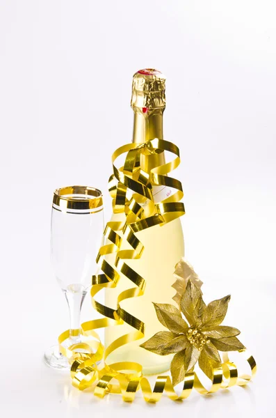 Champagne, glass and New Year's Eve — Stock Photo, Image