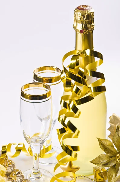 Champagne, glass and New Year's Eve Stock Image