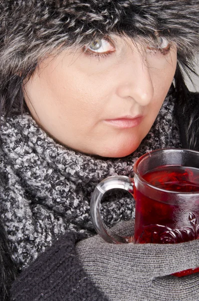 Frau mit Teetasse — Foto de Stock