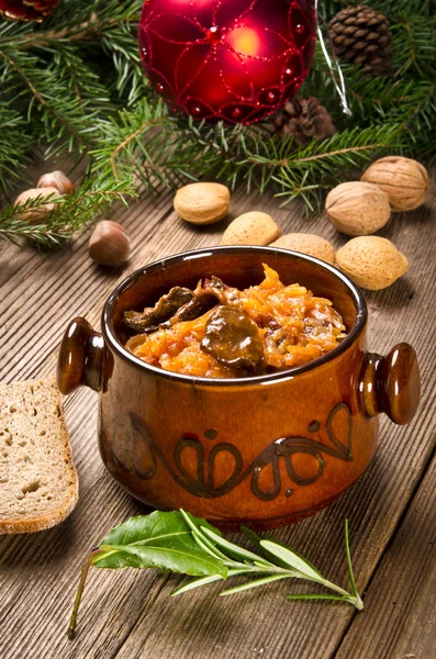 Sauerkraut with smoked meat — Stock Photo, Image