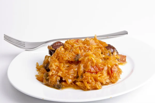 stock image Sauerkraut in Polish kind with smoked meat