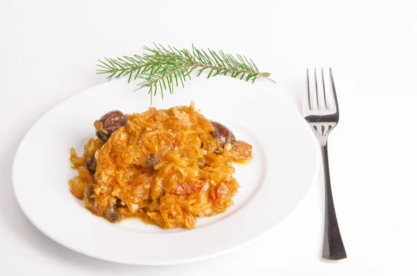 Sauerkraut in polnischer Art mit Räucherfleisch — Stockfoto
