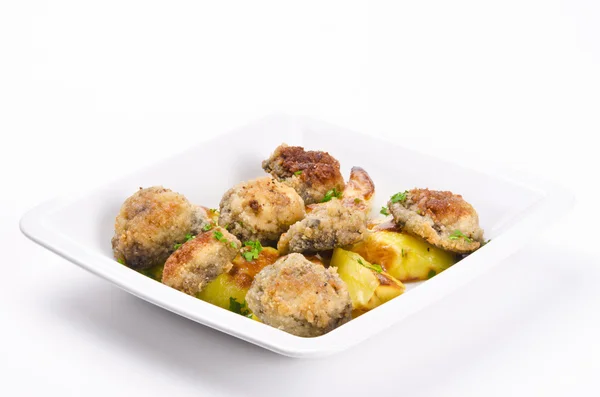 Champignon koekenpan met aardappel — Stockfoto