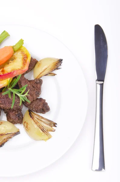 stock image Roasted liver with vegetables and apple