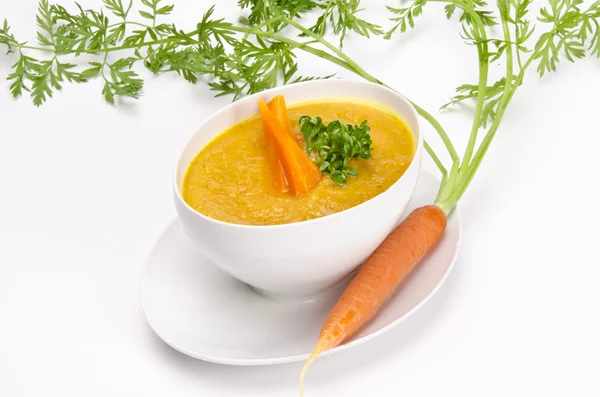 stock image Carrot soup with spring vegetable