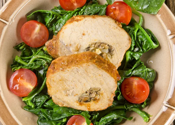 Spinach with meat beef olive — Stock Photo, Image