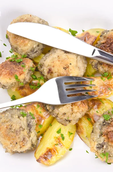 Sartén de champiñón con patata —  Fotos de Stock
