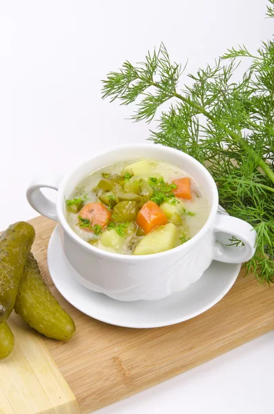 Polish pickled cucumbers soup — Stock Photo, Image