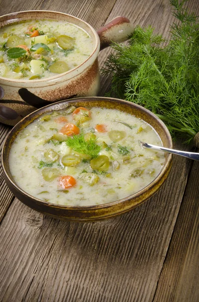 Polský nakládané okurky polévka — Stock fotografie
