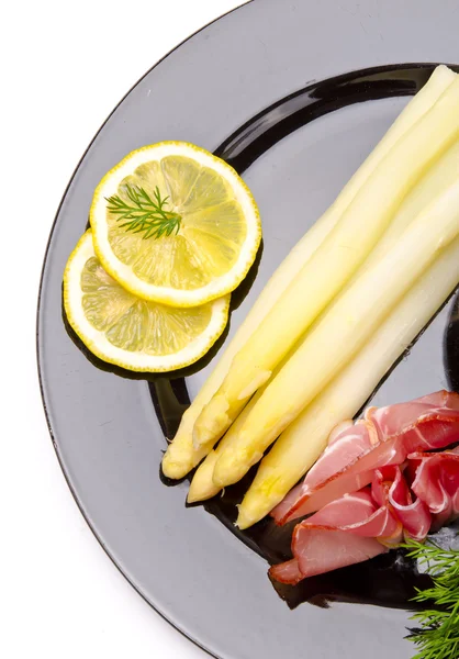 Szparagi, szynka i sosem holenderskim — Zdjęcie stockowe