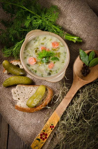 Польська Огірки солені суп — стокове фото