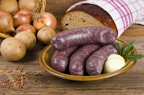 Krupniok traditionella blodkorv i polska köket — Stockfoto