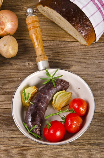 Krupniok traditional blood sausage in Polish cuisine — Stock Photo, Image