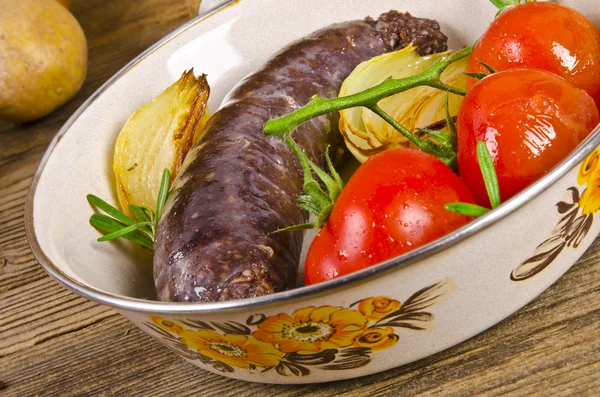 Krupniok salsiccia di sangue tradizionale nella cucina polacca — Foto Stock