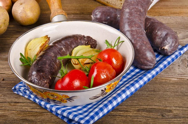 Salsicha de sangue tradicional Krupniok na culinária polonesa — Fotografia de Stock