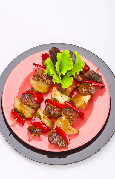 침이 튀긴된 감자와 고기 — 스톡 사진