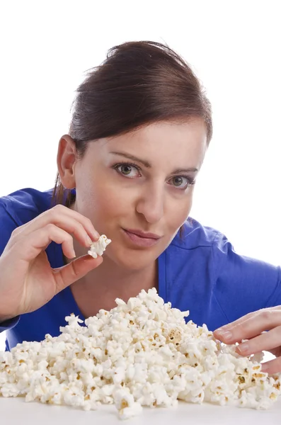 stock image Woman with popcorn