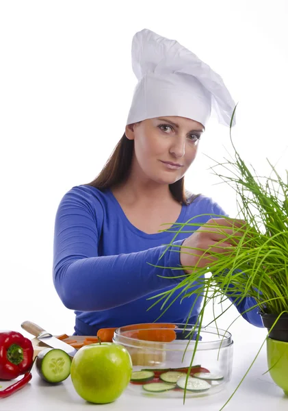 Vrouw in het koken — Stockfoto