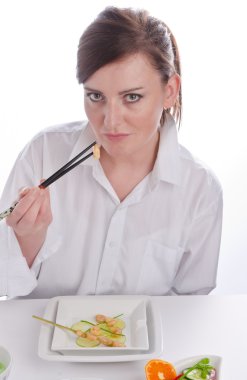 chopstick ile kadın