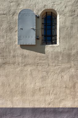 Window with shutters and bars clipart