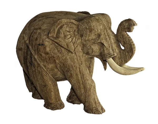 Trä figur av elefant isolerad på vit — Stockfoto