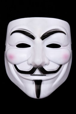 Anonymous mask isolated on black clipart