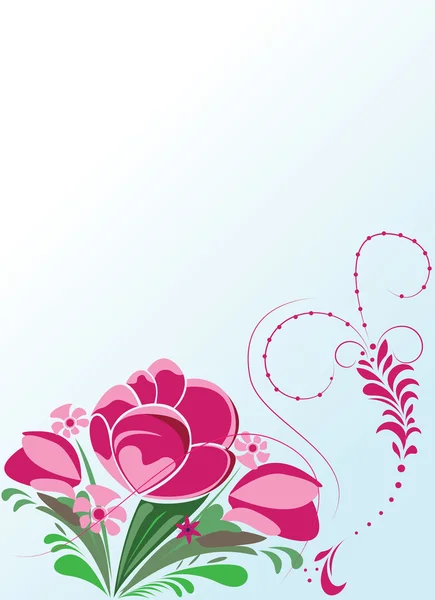 Abbildung mit rotem Blumenstrauß — Stockvektor