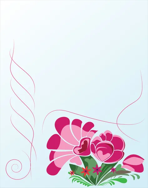 与红色鲜花花束的插图 — 图库矢量图片