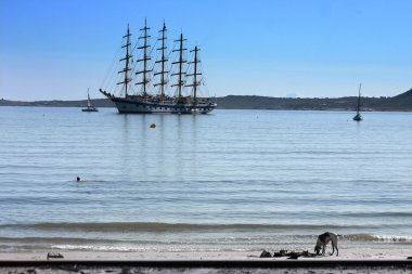 Five masts boat in Corsica clipart