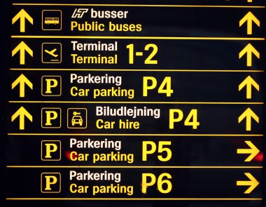 Airport signs in Copenhagen clipart