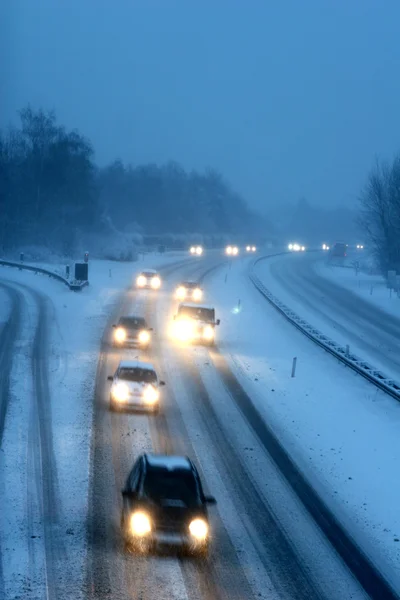 Night traffic in winter — Stock Photo, Image